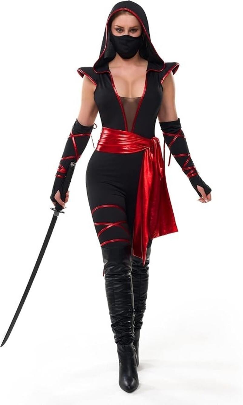 Women's Sexy Ninja Halloween Costume with Mask, SZ L